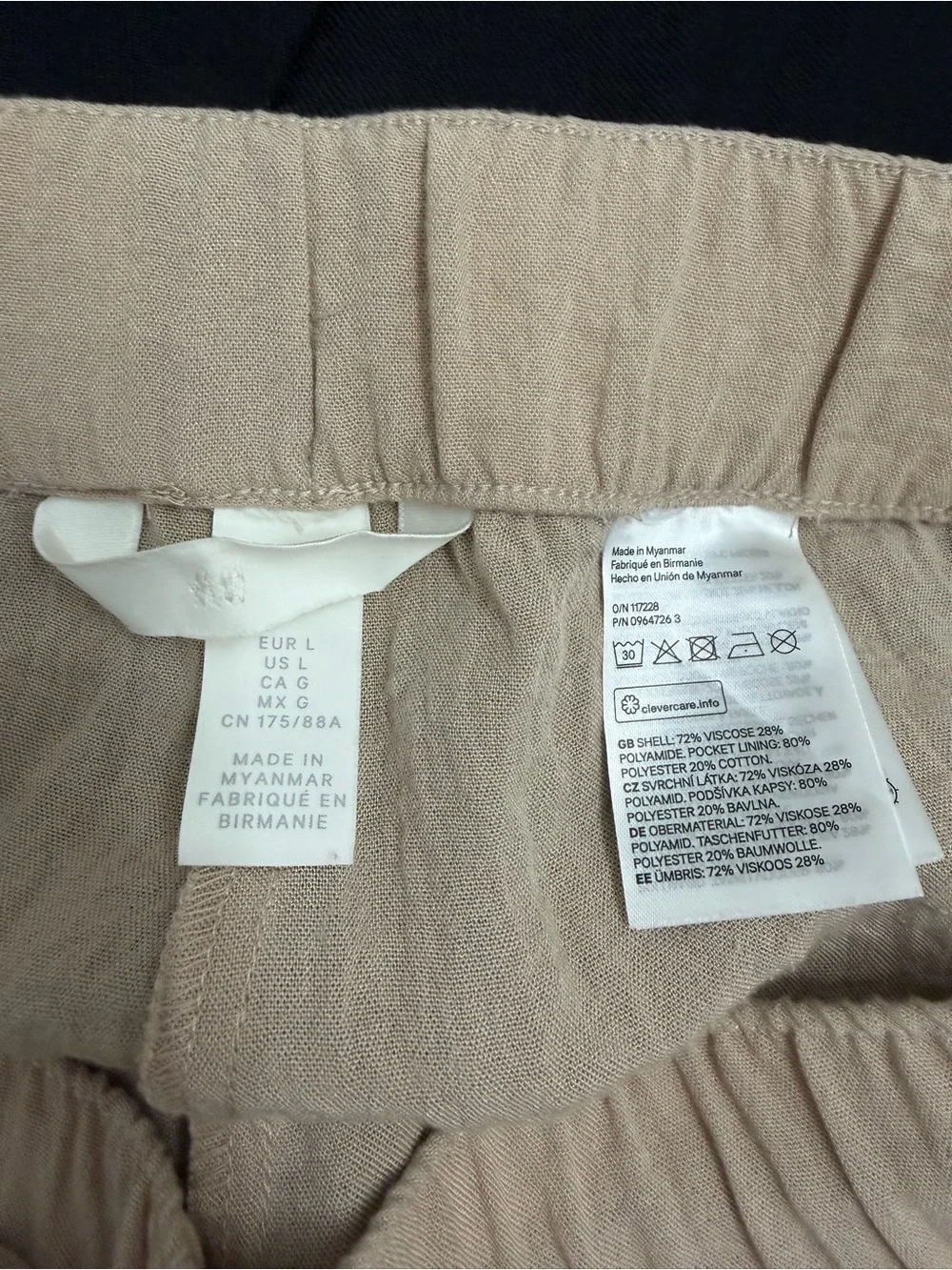H&M Women's Drawstring Linen-Feel Joggers — Light Beige
